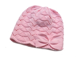 凯维帽业-新款小女孩蝴蝶结针织毛线套头帽RM254