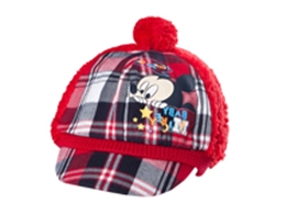 凯维帽业-米老鼠时尚格子拼接冬天保暖棒球帽RM263