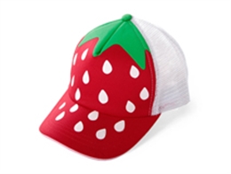 凯维帽业-小草莓点点儿童透气五页运动棒球网帽RM297