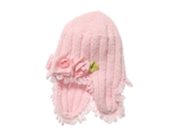 凯维帽业-冬天护耳保暖玫瑰花儿童针织帽 RM317