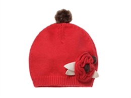 凯维帽业-装饰球春秋保暖儿童花朵针织毛线帽RM321