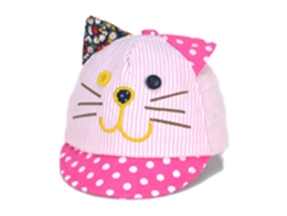 凯维帽业-婴儿可爱小猫咪条纹绣花 印花 点点鸭舌帽定做 RM336