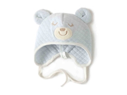 凯维帽业-可爱格子绣花小熊婴儿 儿童套头帽RM366