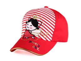 凯维帽业-小女孩绣花条纹五页棒球帽广州生产订制订做 RM380