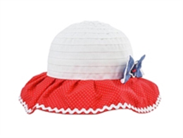 凯维帽业-小女孩红白色拼接大边渔夫帽RM447