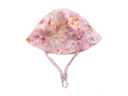 凯维帽业-粉色婴儿花朵印花夏季小边帽AM074