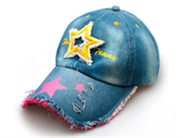 凯维帽业-简约女孩新款星星贴布绣花棒球帽BJ320
