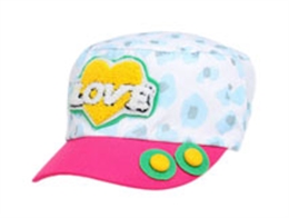 凯维帽业-儿童毛巾绣花字母可爱新款平顶军帽RM547