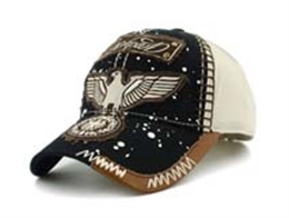 凯维帽业-新款缝线撞色拼接贴布绣花六页遮阳棒球帽BM287