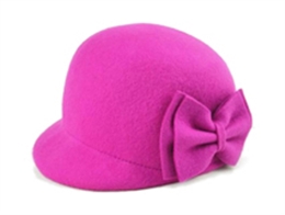 凯维帽业-小女孩羊毛时装帽 桃红色 蝴蝶结 简RW455