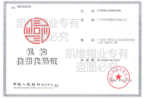 凯维帽业信用代码证