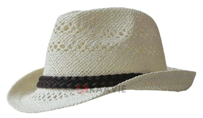 小清新款白色小编辫子镂空透气草编定型礼帽定做定制