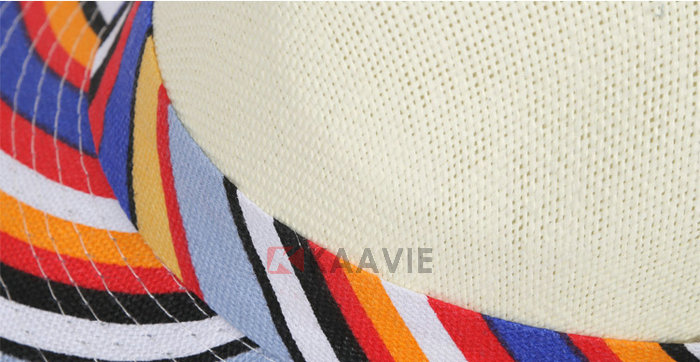 条纹印花草编定型帽OEM加工出口订做 夏季 2015新款 
