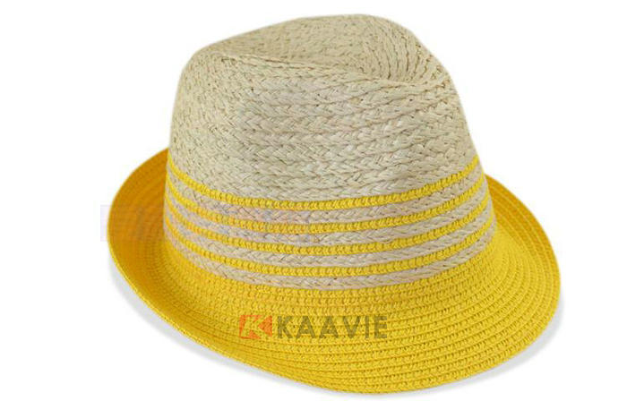 帽厂专业OEM加工简约撞色拼接夏季遮阳草编定型帽 