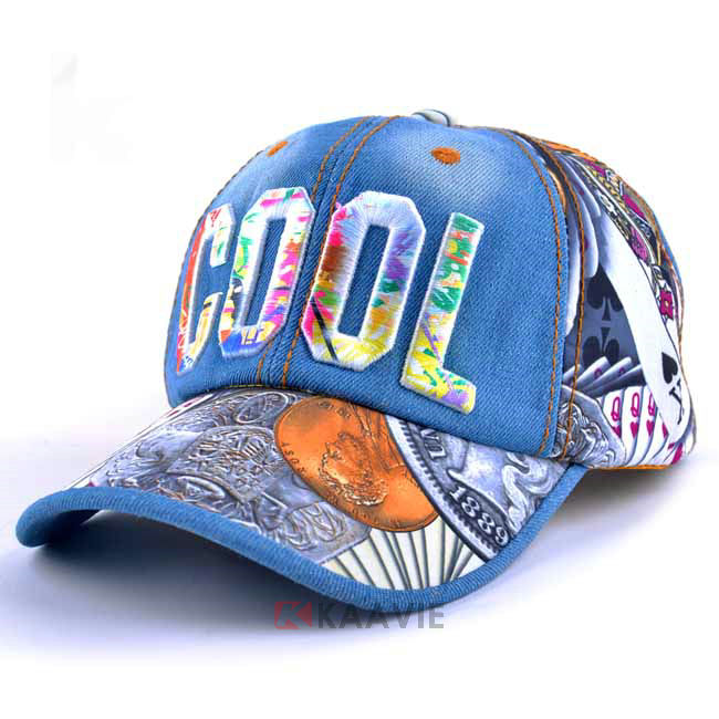 外贸ODM贴牌加工定做牛仔棒球帽 六页帽 炫彩3D绣花 