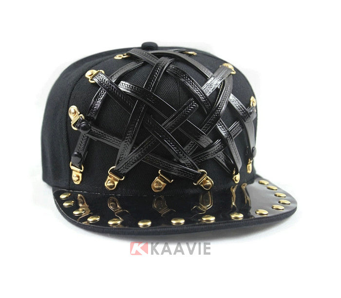 2015新款韩版时尚潮流皮带街舞平顶帽订做加工 黑色 
