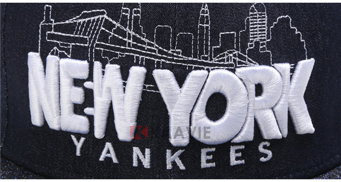 简约高端黑色绣花印花混搭纽约城市字母嘻哈平板帽 