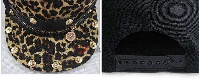 韩版豹纹拉链时装平沿帽 外贸ODM专业出口订做加工