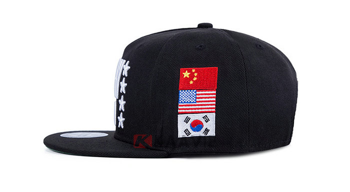 新款黑色绣花韩版时尚潮流嘻哈平沿街舞棒球帽定做 