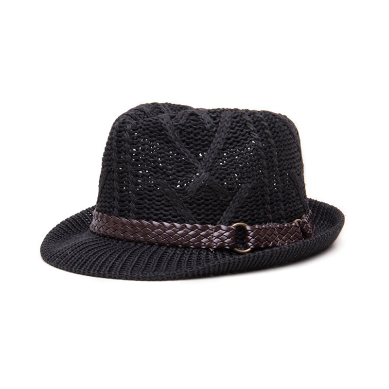 欧美风黑色简约粗线针织定型帽