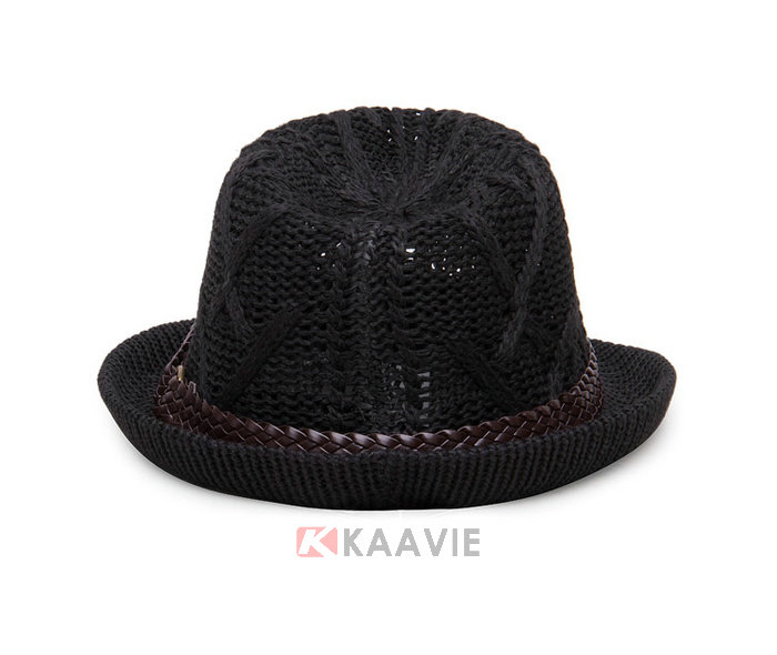 欧美风黑色简约粗线针织定型帽