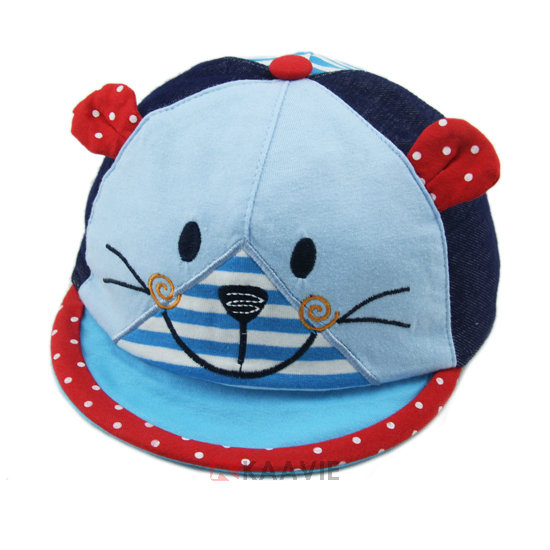 婴儿小猫咪可爱点点拼色棒球帽