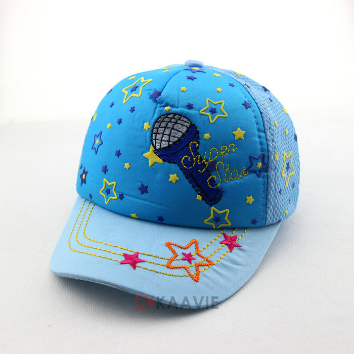 蓝色小清新款绣花儿童棒球帽
