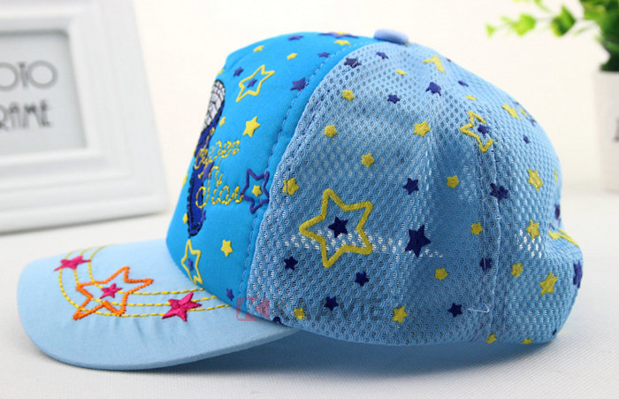 蓝色小清新款绣花儿童棒球帽