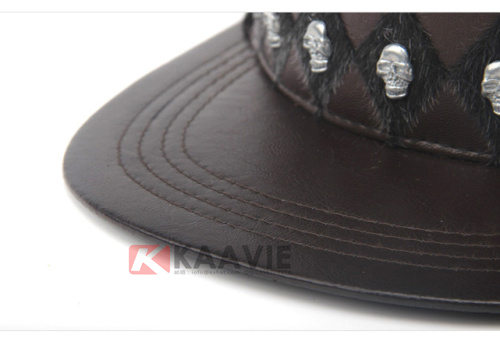 柳钉 骷颅头 时尚韩版新款 皮质平板帽 