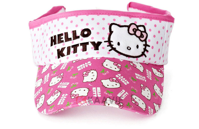 点点绣花印花混搭Hello Kitty 字母可爱儿童遮阳空顶帽