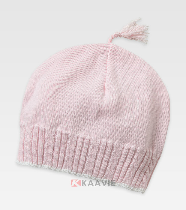 粉红色儿童简约针织帽