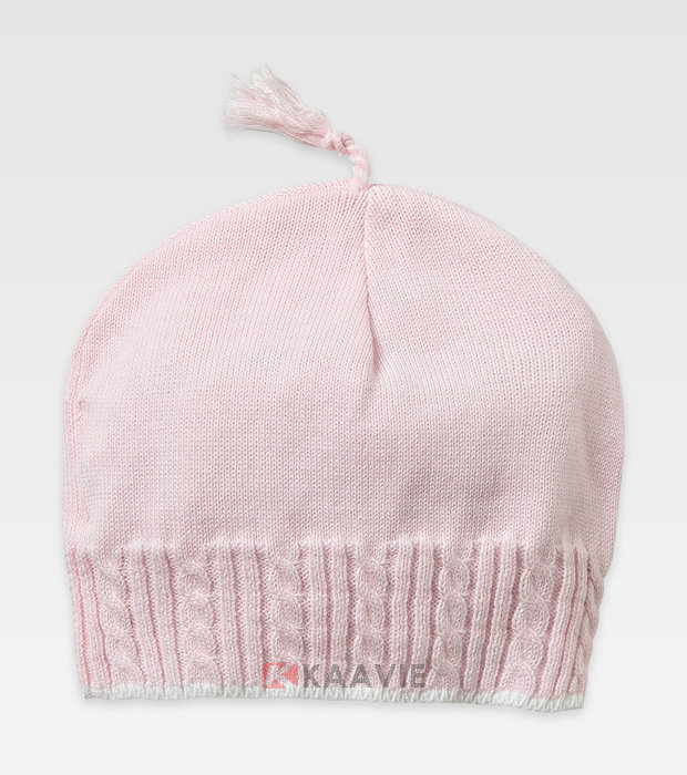粉红色儿童简约针织帽