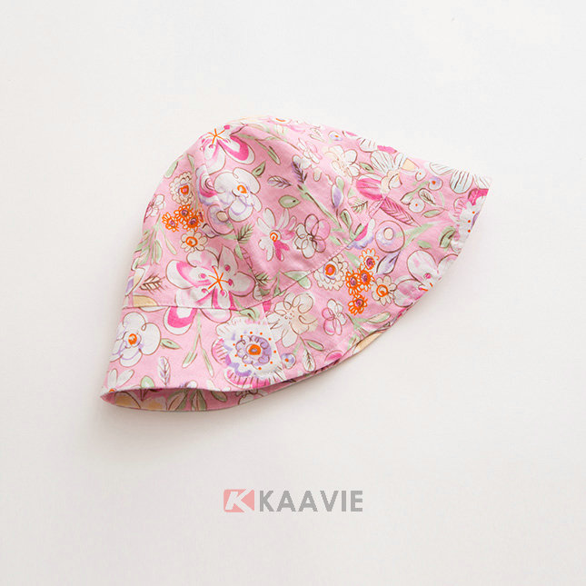 粉色婴儿花朵印花夏季小边帽 粉色婴儿花朵印花夏季小边帽