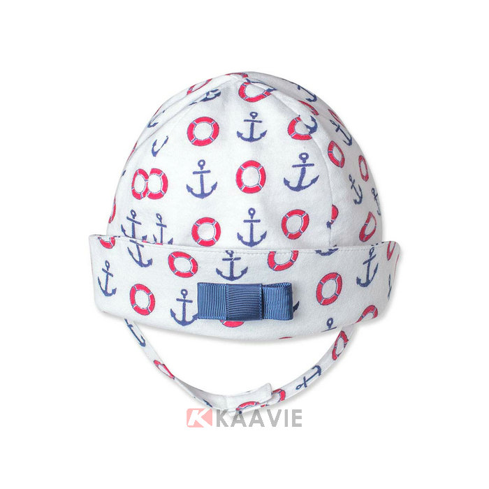 全棉婴儿印花蝴蝶结遮阳小边帽 全棉婴儿印花蝴蝶结遮阳小边帽