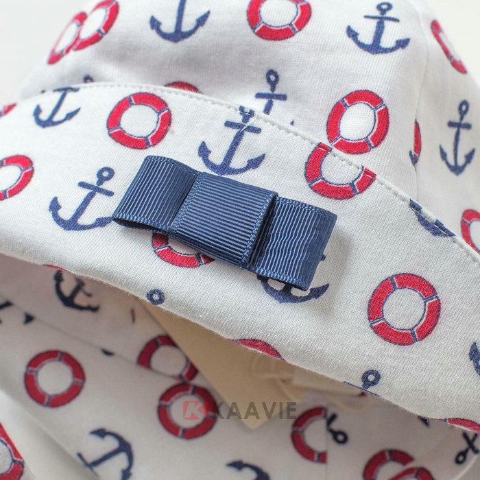 全棉婴儿印花蝴蝶结遮阳小边帽 全棉婴儿印花蝴蝶结遮阳小边帽