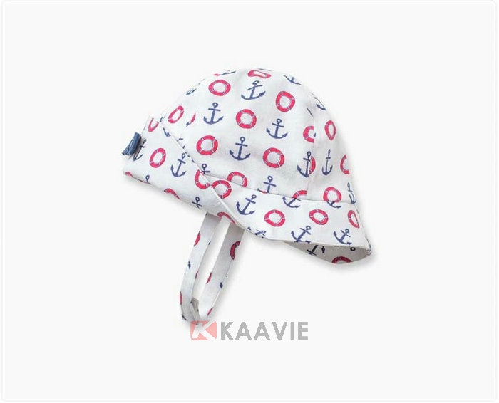 全棉婴儿印花蝴蝶结遮阳小边帽 全棉婴儿印花蝴蝶结遮阳小边帽