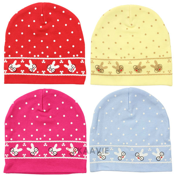 点点小兔子印花套头帽订制加工 点点小兔子印花套头帽订制加工