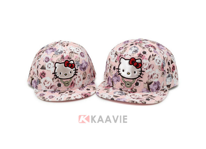 Hello Kitty绣花儿童平沿帽 