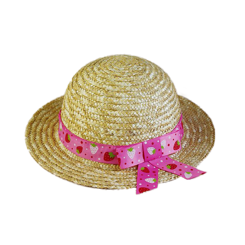 简约装饰带女童夏季遮阳草帽