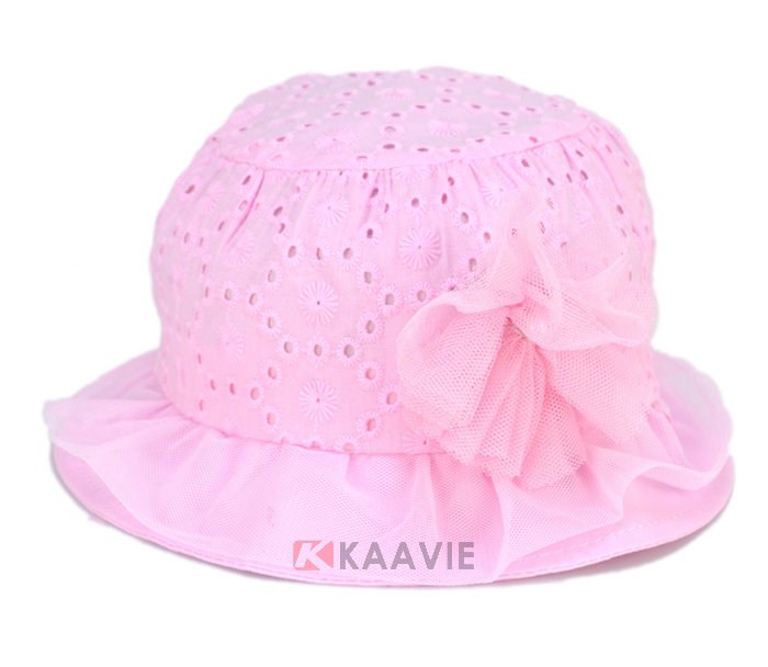 2015新款装饰花点点女童时装小边帽 