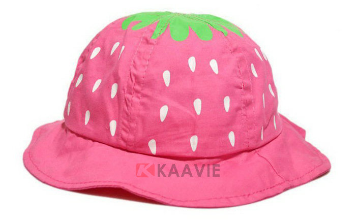 纯色草莓点点可爱遮阳小边帽 广东广州工厂出口定制 