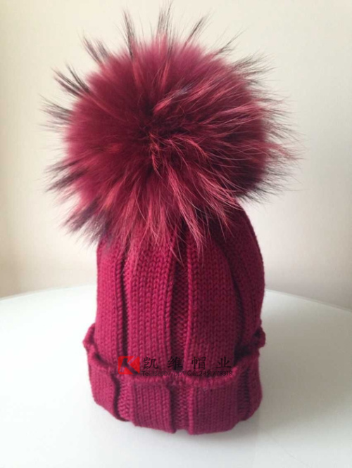 时尚女士冬季新款针织绒毛帽子定制 