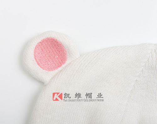 可爱小熊婴儿针织帽纯羊毛