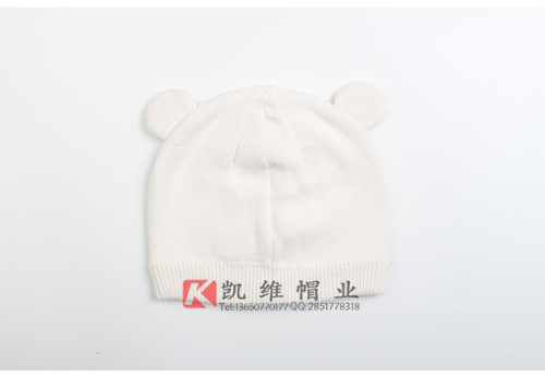 可爱小熊婴儿针织帽纯羊毛