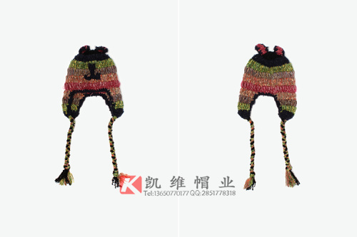 彩虹色女士可爱保暖针织帽定做