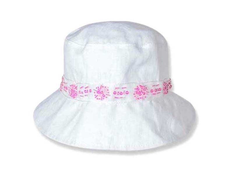 凯维帽业-白色简约女童夏季户外遮阳桶帽RM464
