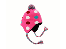 凯维帽业-粉红圆点护耳双层保暖针织帽定做-ZM021