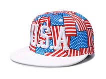 凯维帽业-美国国旗USA绣花平板帽定做-PM053