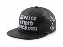 凯维帽业-3D绣花字母黑色PU皮高端嘻哈平板帽ODM订制订做-PP108