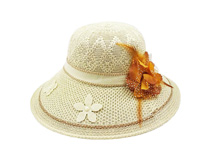 凯维帽业-新款女士装饰花夏季户外遮阳草帽 外贸OEM贴牌定做-CZ124